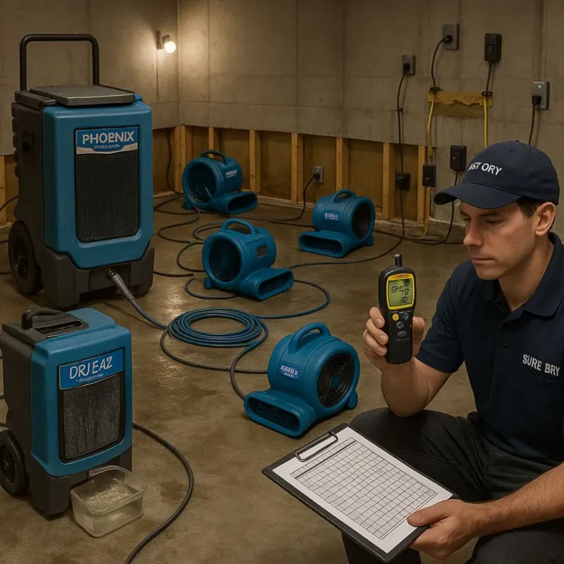 Structural Drying and Dehumidification process in Gramercy, LA